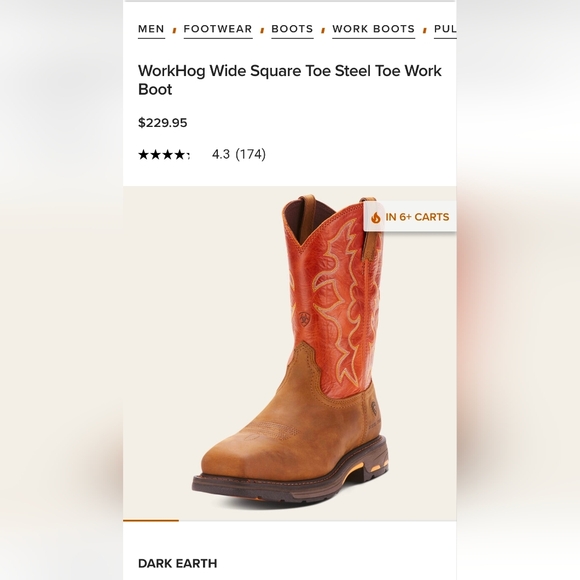 Ariat Men's Red/Burnt Orange and Brown Western Boots - Picture 6 of 7